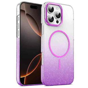 For iPhone 16 Pro Max Gold Diamond Glitter Gradient MagSafe Shockproof Phone Case(Purple)