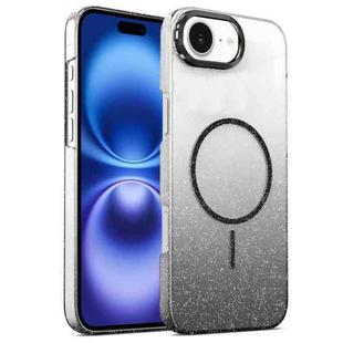 For iPhone 16 Gold Diamond Glitter Gradient MagSafe Shockproof Phone Case(Black)