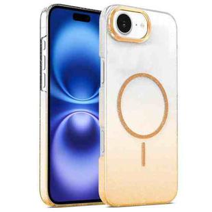 For iPhone 16 Gold Diamond Glitter Gradient MagSafe Shockproof Phone Case(Gold)