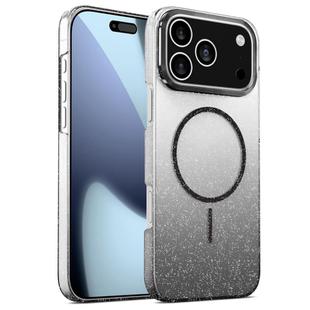 For iPhone 17 Pro Max Gold Diamond Glitter Gradient MagSafe Shockproof Phone Case(Black)
