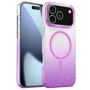 For iPhone 17 Pro Max Gold Diamond Glitter Gradient MagSafe Shockproof Phone Case(Purple)