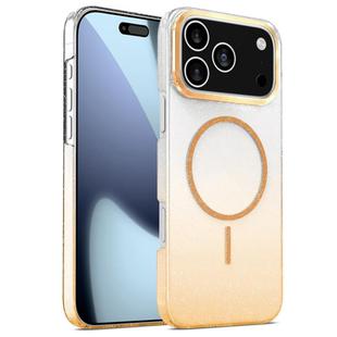 For iPhone 17 Pro Max Gold Diamond Glitter Gradient MagSafe Shockproof Phone Case(Gold)