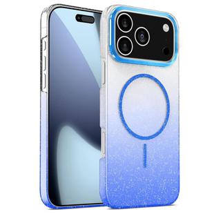 For iPhone 17 Pro Gold Diamond Glitter Gradient MagSafe Shockproof Phone Case(Blue)