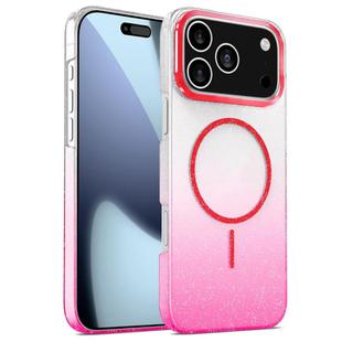 For iPhone 17 Pro Gold Diamond Glitter Gradient MagSafe Shockproof Phone Case(Red)
