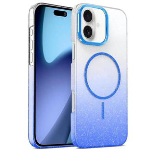 For iPhone 17 Gold Diamond Glitter Gradient MagSafe Shockproof Phone Case(Blue)