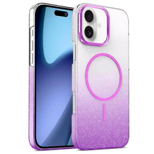For iPhone 17 Gold Diamond Glitter Gradient MagSafe Shockproof Phone Case(Purple)