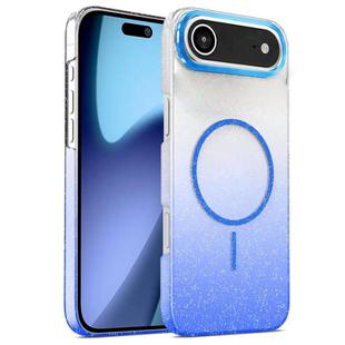 For iPhone 17 Air Gold Diamond Glitter Gradient MagSafe Shockproof Phone Case(Blue)