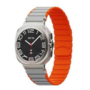 For Samsung Galaxy Watch Ultra 47mm Magnetic Two Color Silicone Watch Band(Gray Orange)