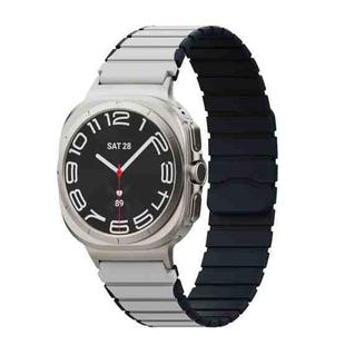 For Samsung Galaxy Watch Ultra 47mm Magnetic Two Color Silicone Watch Band(White Black)