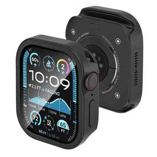 For Apple Watch Series 10 46mm Tempered Film Integrated Aluminum Watch Case(Black)