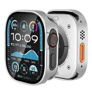 For Apple Watch Ultra 49mm Tempered Film Integrated Aluminum Watch Case(Silver)