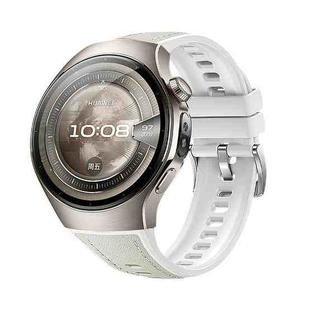For Huawei Watch 5 42mm Silicone Hybrid Leather Watch Band(White)