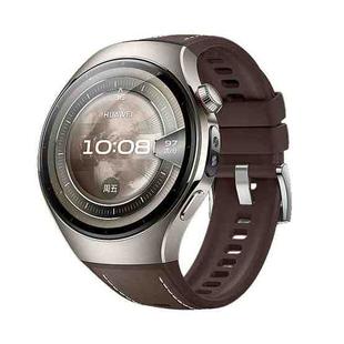 For Huawei Watch 5 42mm Silicone Hybrid Leather Watch Band(Brown)