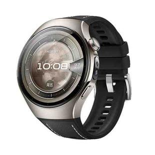 For Huawei Watch 5 46mm Silicone Hybrid Leather Watch Band(Black)