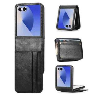 For Samsung Galaxy Z Flip7  5G Vertical Flip Card Slot Leather Phone Case(Black)