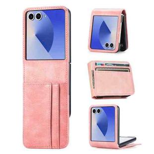For Samsung Galaxy Z Flip7  5G Vertical Flip Card Slot Leather Phone Case(Pink)