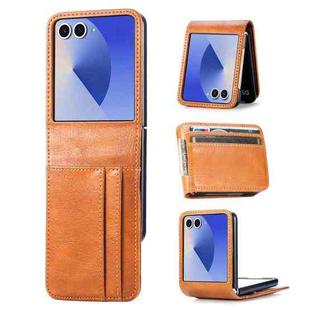 For Samsung Galaxy Z Flip7  5G Vertical Flip Card Slot Leather Phone Case(Brown)