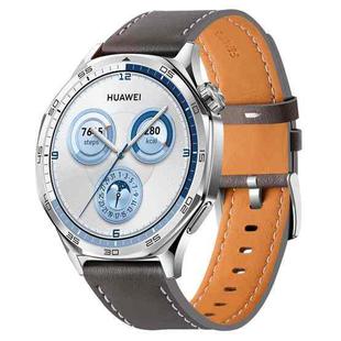 22mm Quick Release Button Buckle Genuine Leather Watch Band(Gray)
