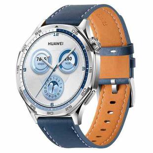 22mm Quick Release Button Buckle Genuine Leather Watch Band(Blue)