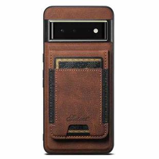 For Google Pixel 6 Suteni H17 Litchi Texture Leather Magnetic Detachable Wallet Phone Case(Brown)