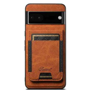 For Google Pixel 6a Suteni H17 Litchi Texture Leather Magnetic Detachable Wallet Phone Case(Khaki)