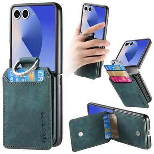 For Samsung Galaxy Z Flip7 5G Retro Leather Ring Vertical Flip Wallet Phone Case(Green)