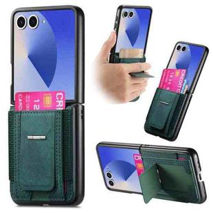 For Samsung Galaxy Z Flip7 5G Retro Leather Fold Stand Elastic Card Bag Phone Case(Green)
