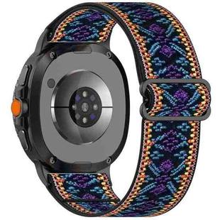 For Samsung Galaxy Watch 8 40 / 44mm Ethnic Style Elastic Nylon Braided Watch Band(Ethnic Blue Purple)