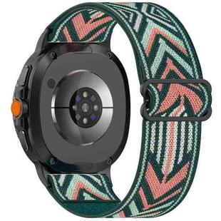 For Samsung Galaxy Watch 8 40 / 44mm Ethnic Style Elastic Nylon Braided Watch Band(Green Arrow)