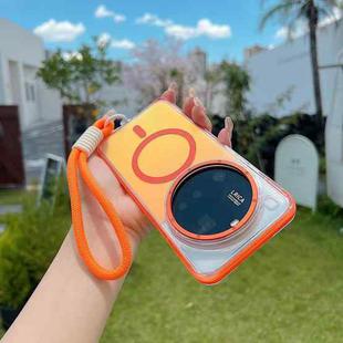 For Xiaomi 15 Ultra Dual-Color Clear Acrylic Hybrid TPU MagSafe Phone Case with Strap(Orange)