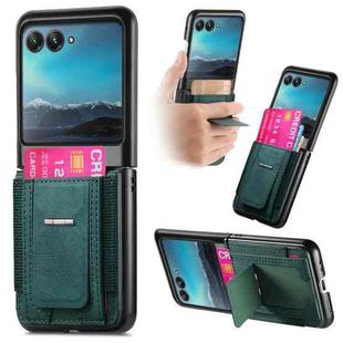 For Motorola Moto Razr 40 Ultra Retro Leather Fold Stand Elastic Card Bag Phone Case(Green)