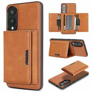 For Samsung Galaxy S25 Edge 5G Kalebol Strong Magnetic MagSafe Tri-Fold Wallet Leather Phone Case(Brown)