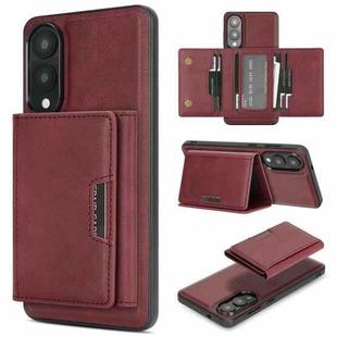 For Samsung Galaxy S25 Edge 5G Kalebol Strong Magnetic MagSafe Tri-Fold Wallet Leather Phone Case(Red)