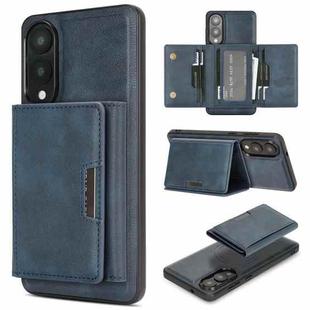 For Samsung Galaxy S25 Edge 5G Kalebol Strong Magnetic MagSafe Tri-Fold Wallet Leather Phone Case(Blue)