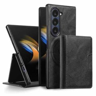 For Samsung Galaxy Z Fold7 Kalebol Strong Magnetic MagSafe Tri-Fold Wallet Leather Phone Case(Black)