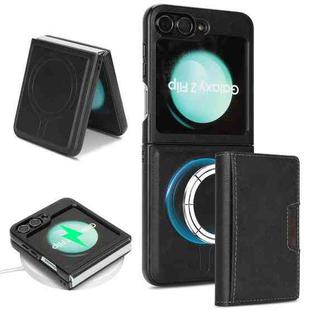 For Samsung Galaxy Z Flip6 Kalebol Strong Magnetic MagSafe Tri-Fold Wallet Leather Phone Case(Black)