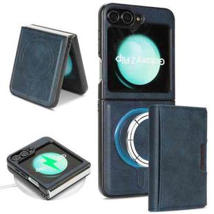 For Samsung Galaxy Z Flip6 Kalebol Strong Magnetic MagSafe Tri-Fold Wallet Leather Phone Case(Blue)