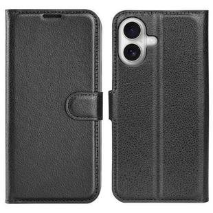 For iPhone 17 Litchi Texture Horizontal Flip Leather Phone Case with Holder(Black)