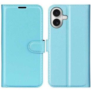 For iPhone 17 Litchi Texture Horizontal Flip Leather Phone Case with Holder(Blue)