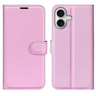 For iPhone 17 Litchi Texture Horizontal Flip Leather Phone Case with Holder(Pink)