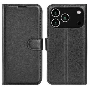 For iPhone 17 Pro Litchi Texture Horizontal Flip Leather Phone Case with Holder(Black)