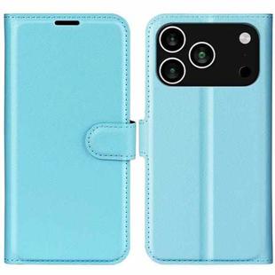 For iPhone 17 Pro Litchi Texture Horizontal Flip Leather Phone Case with Holder(Blue)