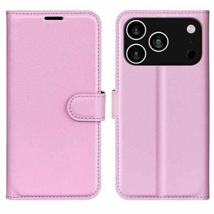 For iPhone 17 Pro Litchi Texture Horizontal Flip Leather Phone Case with Holder(Pink)