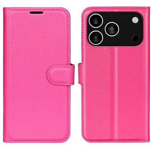For iPhone 17 Pro Litchi Texture Horizontal Flip Leather Phone Case with Holder(Rose Red)