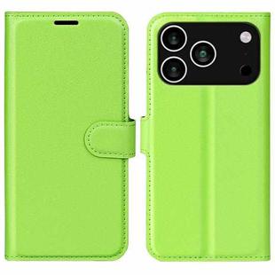 For iPhone 17 Pro Litchi Texture Horizontal Flip Leather Phone Case with Holder(Green)