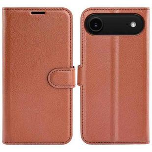 For iPhone 17 Air Litchi Texture Horizontal Flip Leather Phone Case with Holder(Brown)