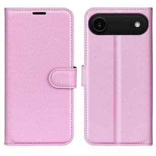 For iPhone 17 Air Litchi Texture Horizontal Flip Leather Phone Case with Holder(Pink)