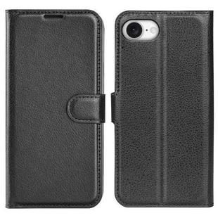 For iPhone 16e Litchi Texture Horizontal Flip Leather Phone Case with Holder(Black)