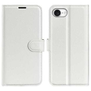 For iPhone 16e Litchi Texture Horizontal Flip Leather Phone Case with Holder(White)