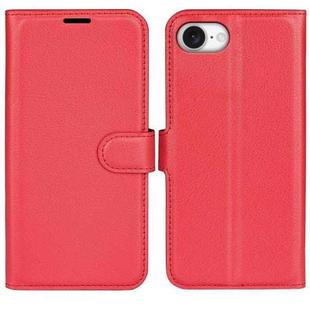 For iPhone 16e Litchi Texture Horizontal Flip Leather Phone Case with Holder(Red)
